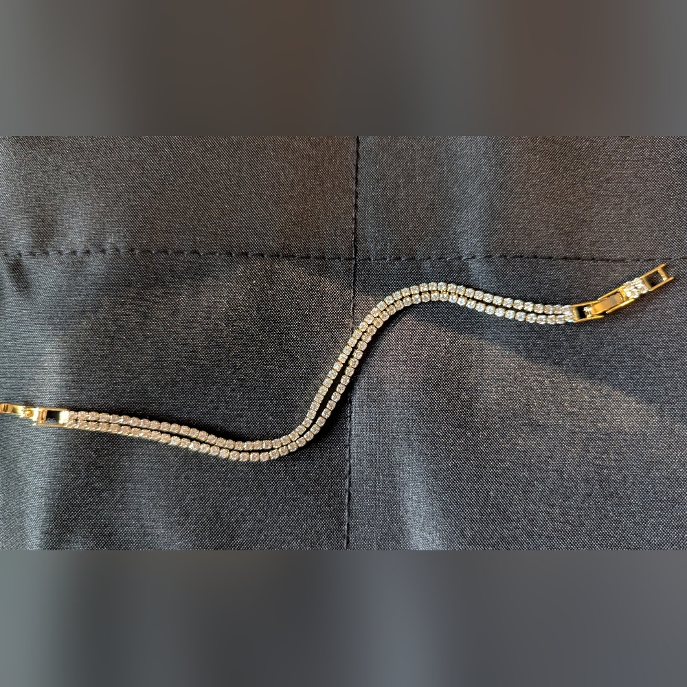 Double Stranded Gold and Diamond Bracelet